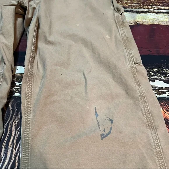 Tan Carhartt carpenter cargo workwear pants original dungaree fit size 34x29 - Picture 6 of 13
